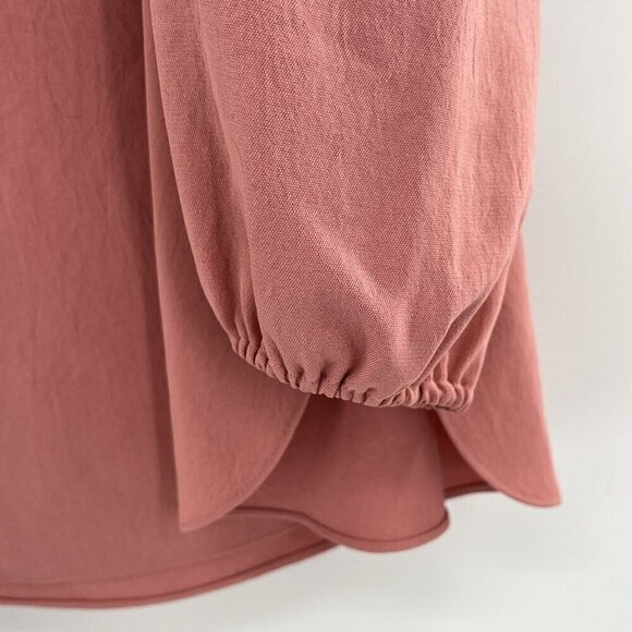 Tibi Twill Off the Shoulder Top Blouse Shirt Womens 6 Pink 3/4 Sleeves **READ** - Picture 3 of 7